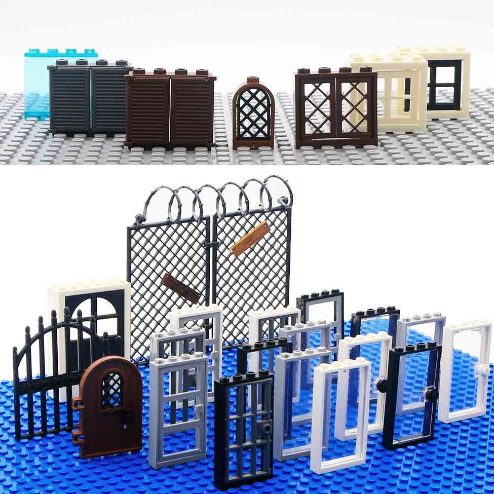 House Windows And Doors Frame- Figures Castle Garden, Building Blocks Bricks Toy