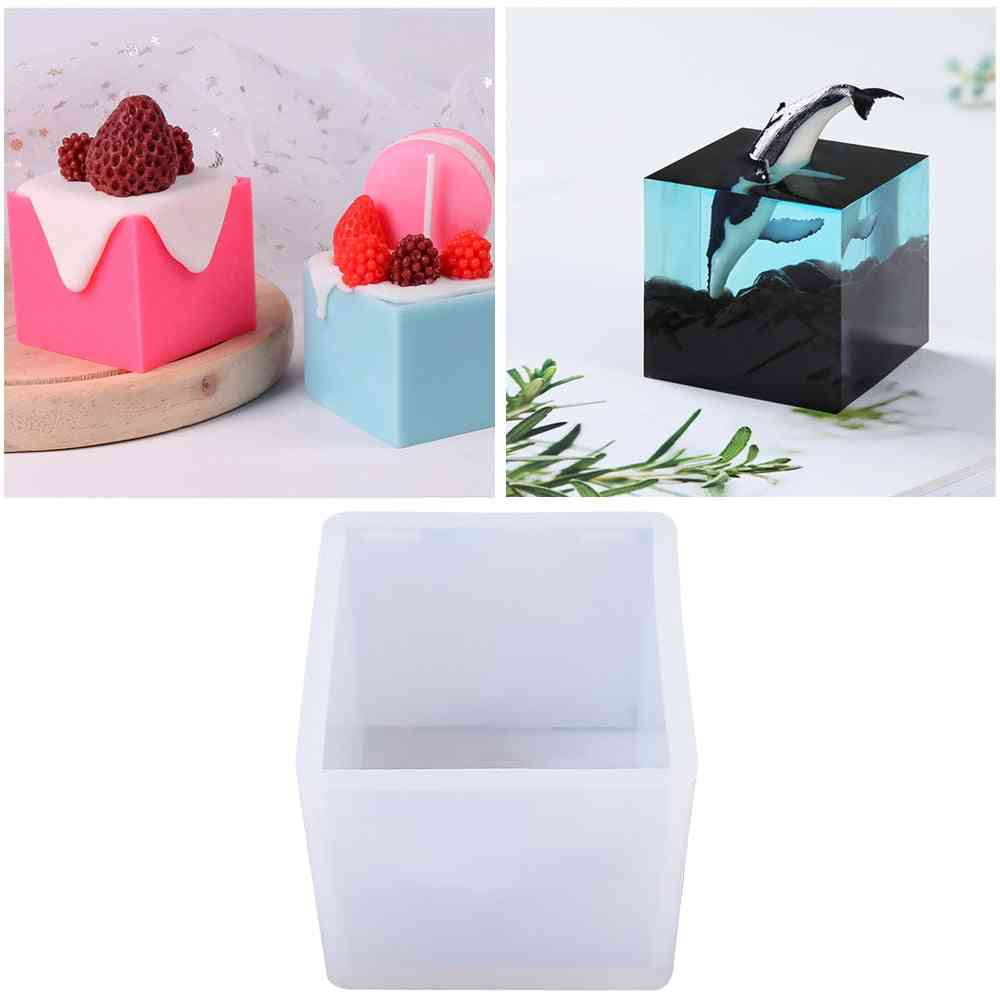 Cube Shape Candle Silicone Mold Diy Gypsum Plaster Crafts Mould