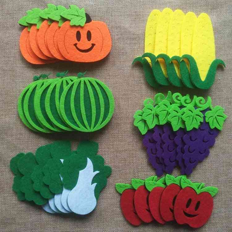 Fruit Vegetables Cartoon Mixed Design Felt Craft Non Woven Pad Wall Sticker