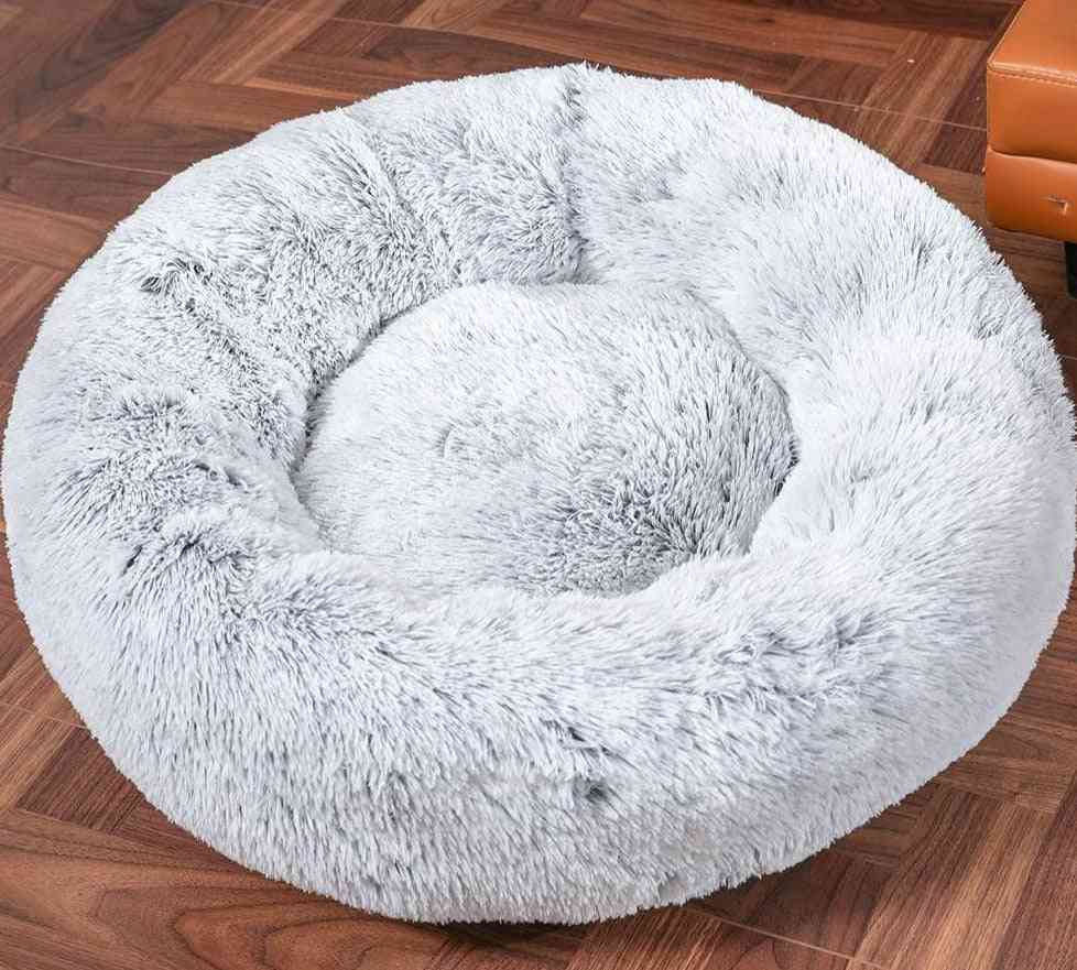 Thick Cutton Round Dog Bed, Soft Long Plush Pet Cat Mat