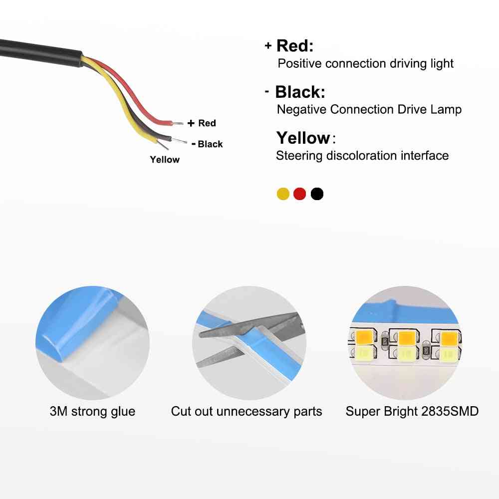 Lys fleksibel drl blinklys sekventiel led dagløbsstrimmel