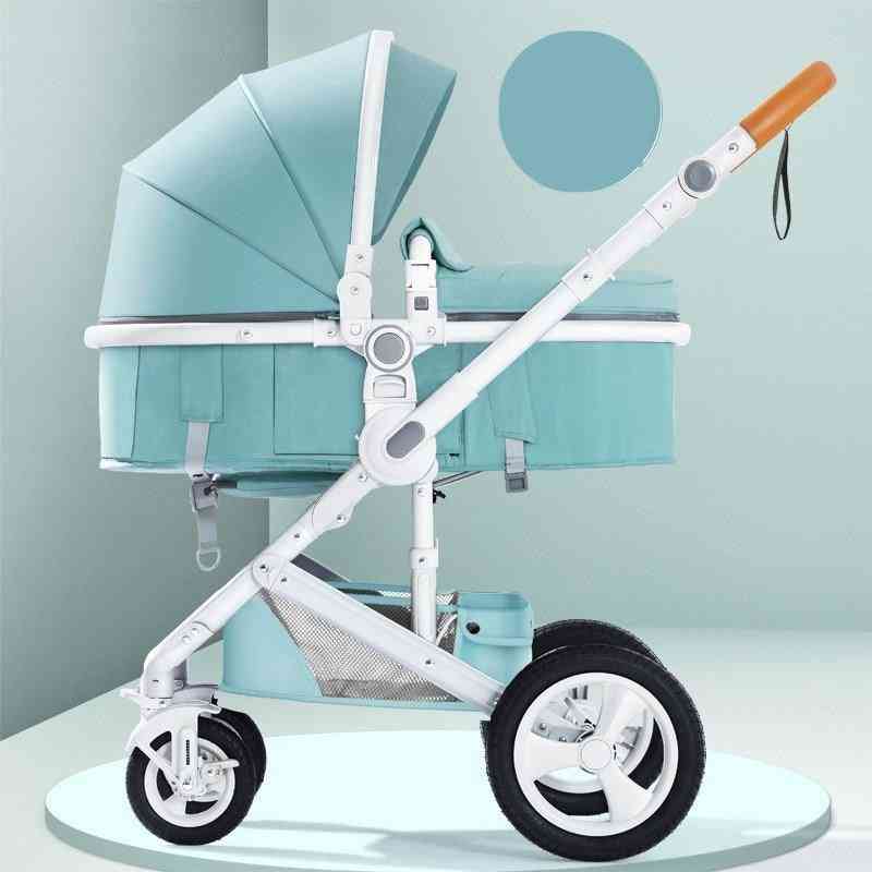 Tvåvägs stötdämpare, fyra hjul högt liggande, hopfällbar vagn för baby