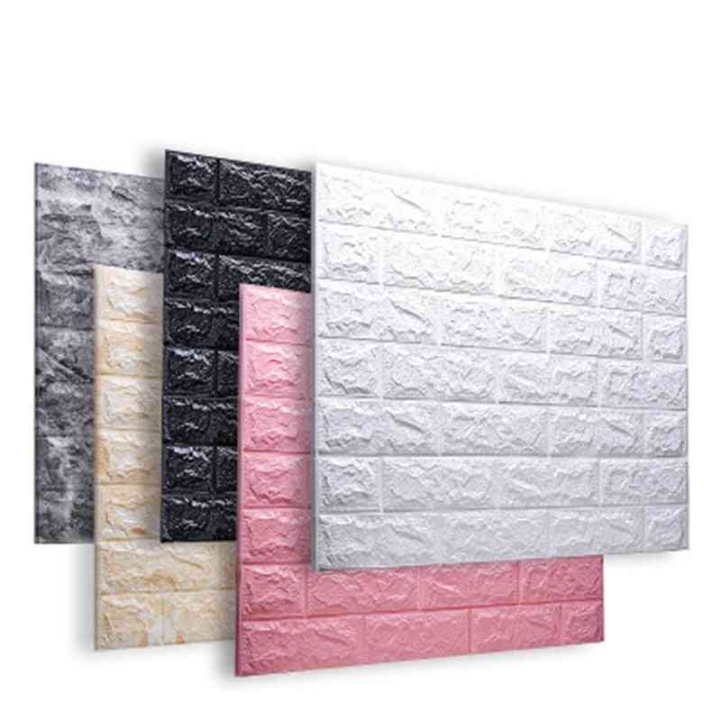 3d Brick Wall Sticker, Diy Self-adhesive Decor Foam Waterproof Covering Wallpaper