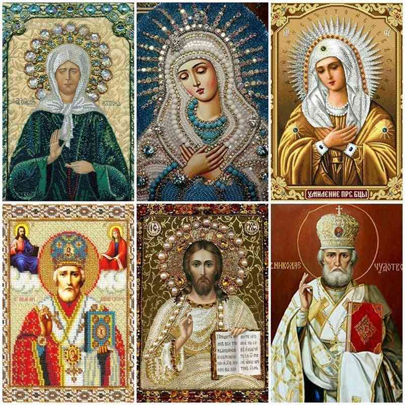 Mosaiikki täysi poraus neliö kuvake uskonto timantti maalaus neitsyt maria tekojalokivi kirjonta