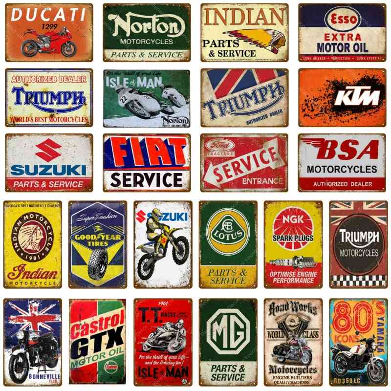 Motor Oil Metal Signs Classic Motorcycle Poster Vintage Painting Decorative Wall Plaque