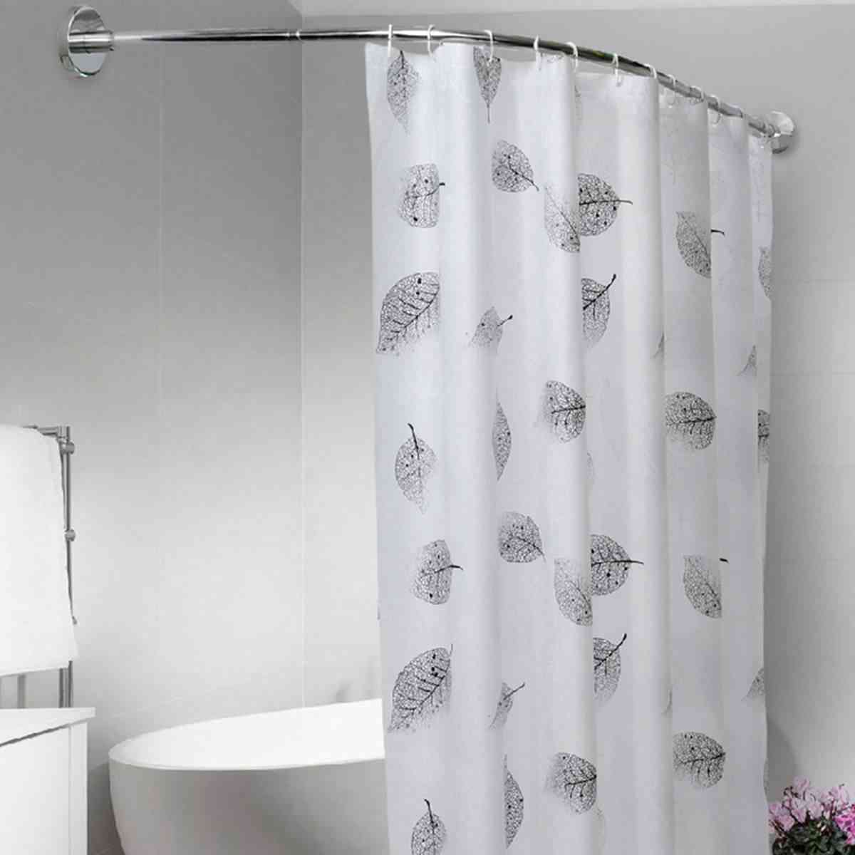 U-shaped Retractable Shower Curtain Rod Curved 201 Stainless Steel Rail