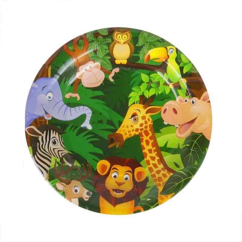 Cartoon Jungle Animal Disposable Party Tableware Set