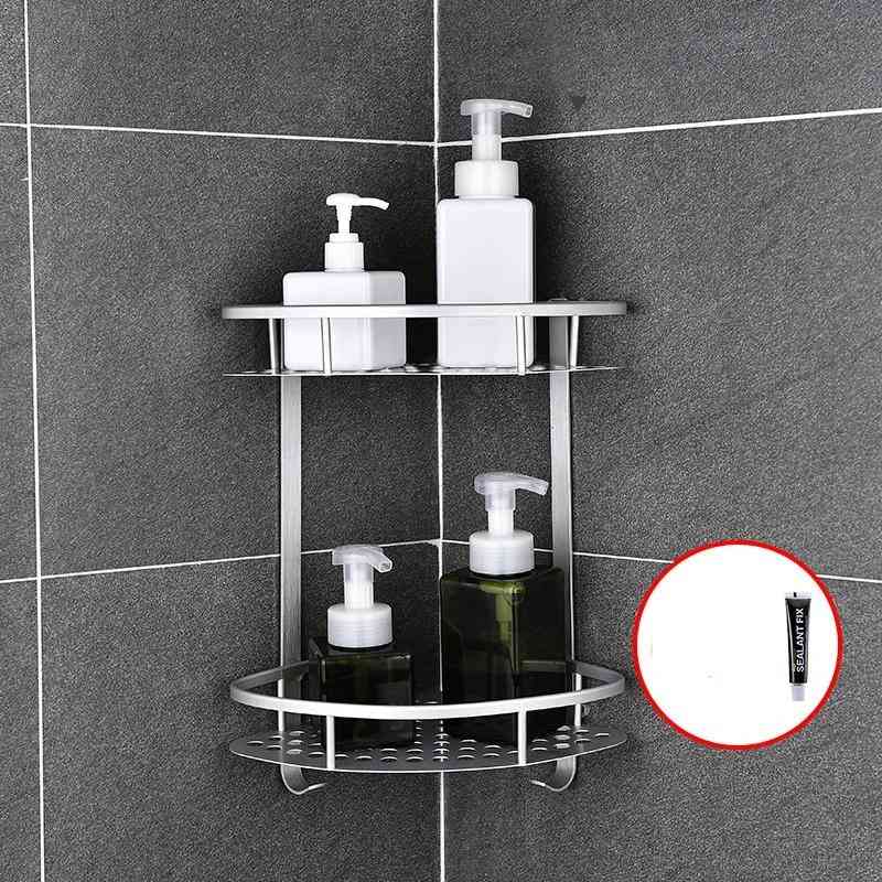 Espace étagère de salle de bain en aluminium pas de poinçonnage douche panier de rangement de cuisine