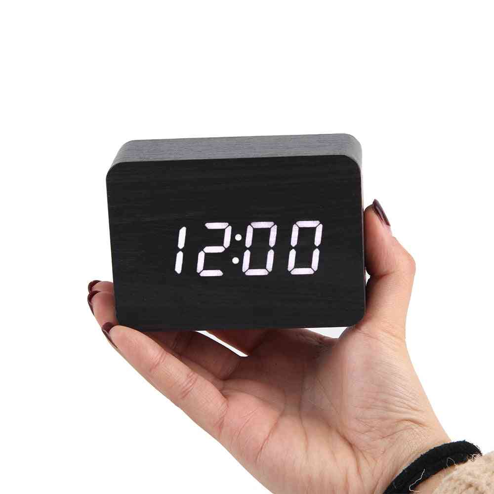Ledet træ digital alarm desktop bord ur