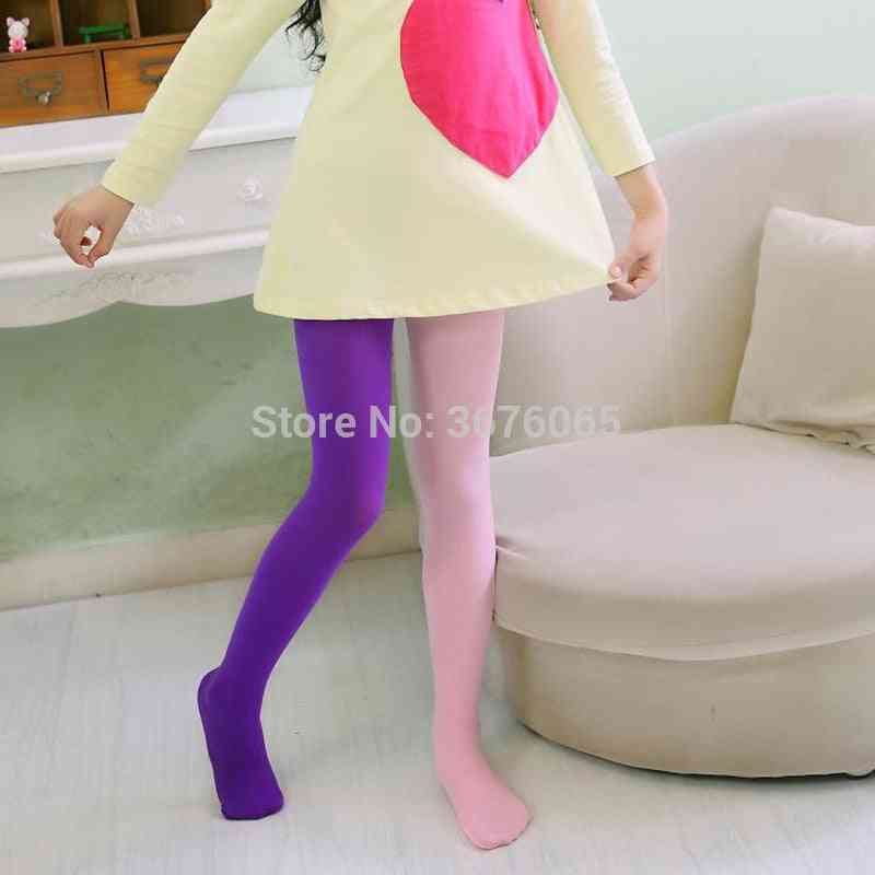 Girls Candy Color Tights For Baby Kids Cute Velvet Pantyhose Contrast Combination Spring Autumn Warm Dance Stockings