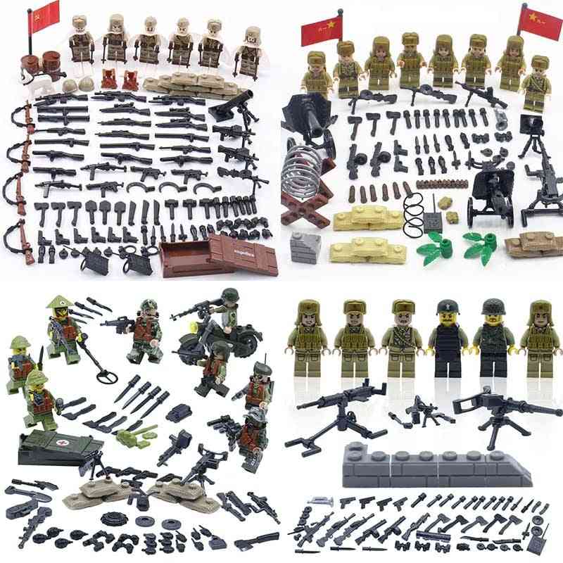 Military Special Soldiers Bricks Figures Guns Weapons Compatible Armed Building Blocks