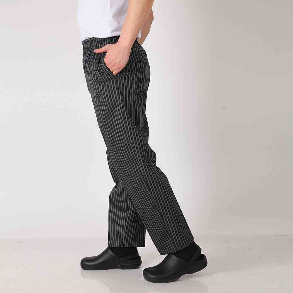 Chef Restaurant Work Uniform Pants, Elastic Waistband Cozinha Trousers