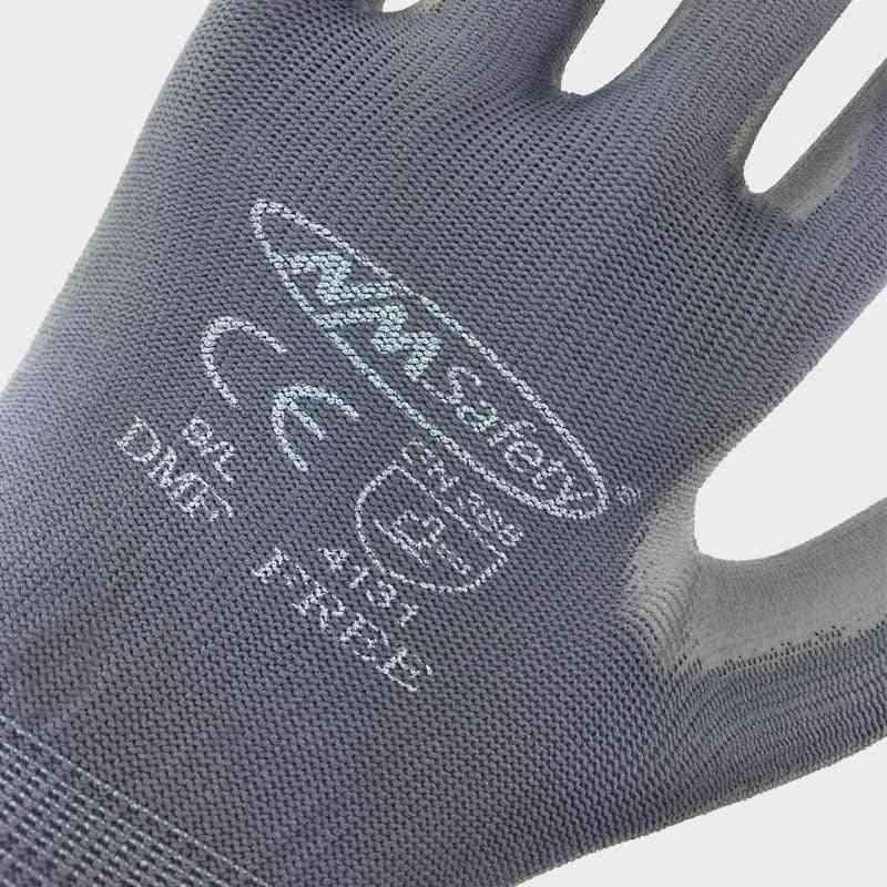 12 Pairs Work Gloves For Pu Palm Coating Safety Glove