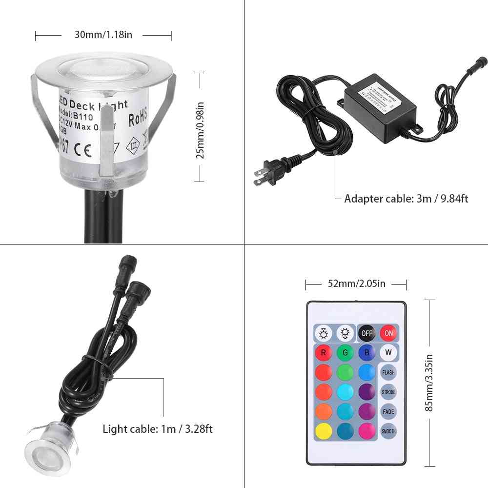 4-modes Outdoor Spotlight, Led Lamp, Deck Lights With Remote Control