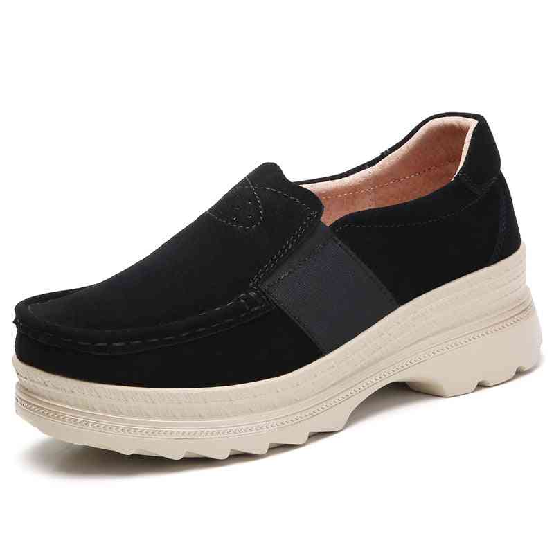 Sky Blue Flats Platform Loafers Genuine Leather Comfort Soft Moccasins Nursing Slip Set-14