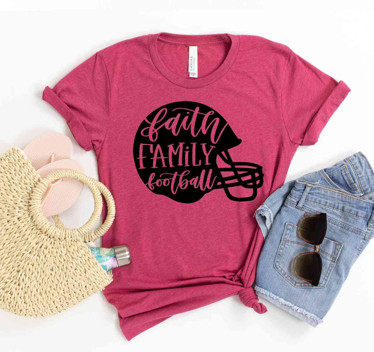 Faith Family Football Print T-shirt