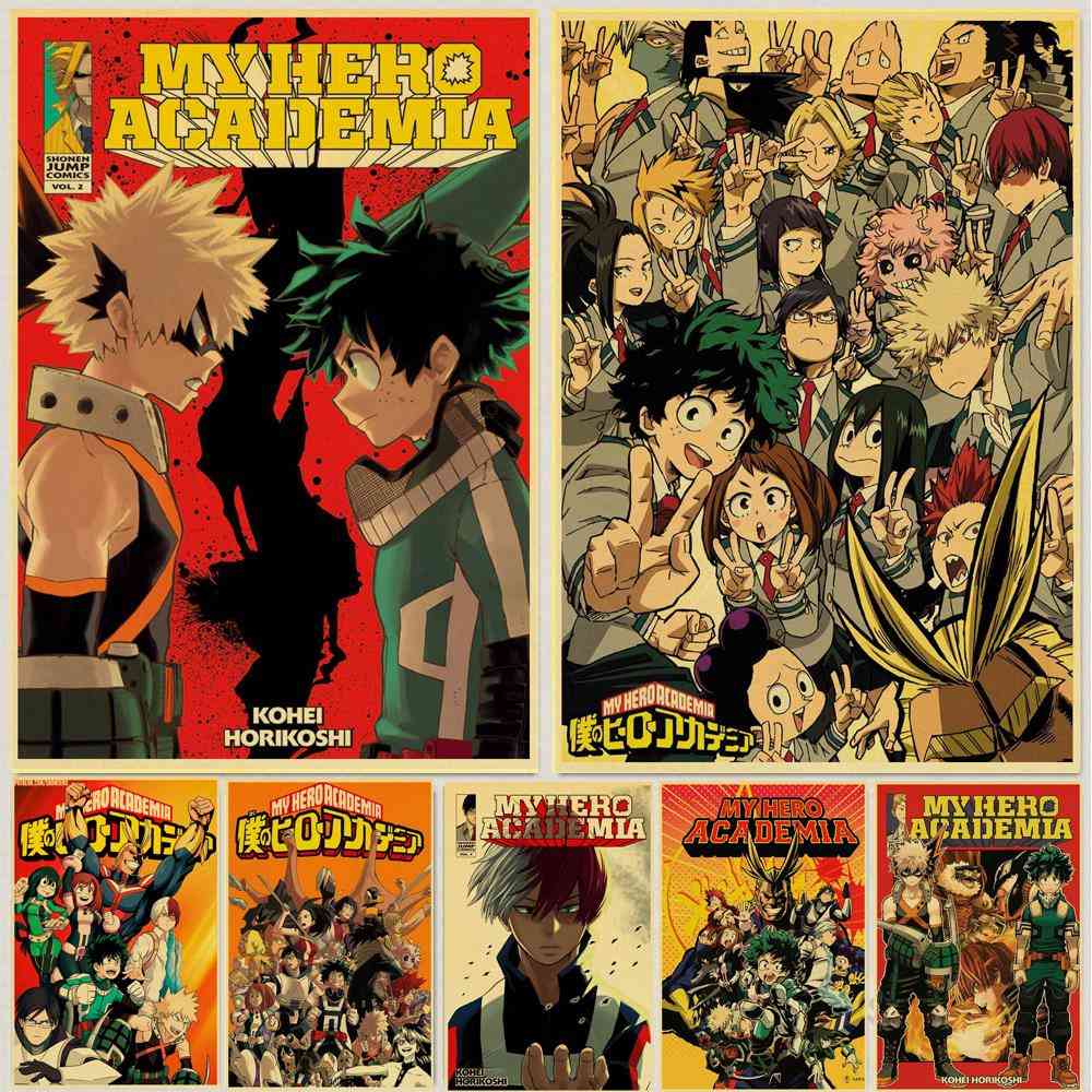 Japanese Anime- My Hero Academia, Retro Posters, Kraft Wall Paper Stickers