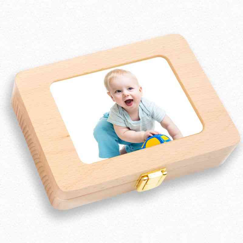 Cadre photo en bois, boîte à dents à feuilles caduques pour cheveux fœtaux, souvenirs de bébé nouveau-né organisateur