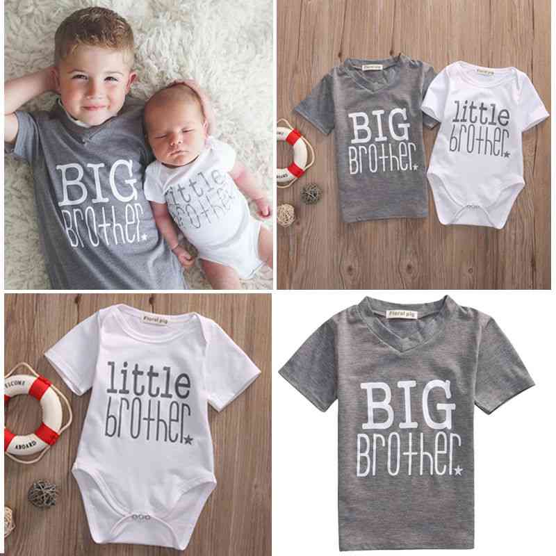 Little Brother Letter, Romper And Casual Big Brother, T-shirt Tops