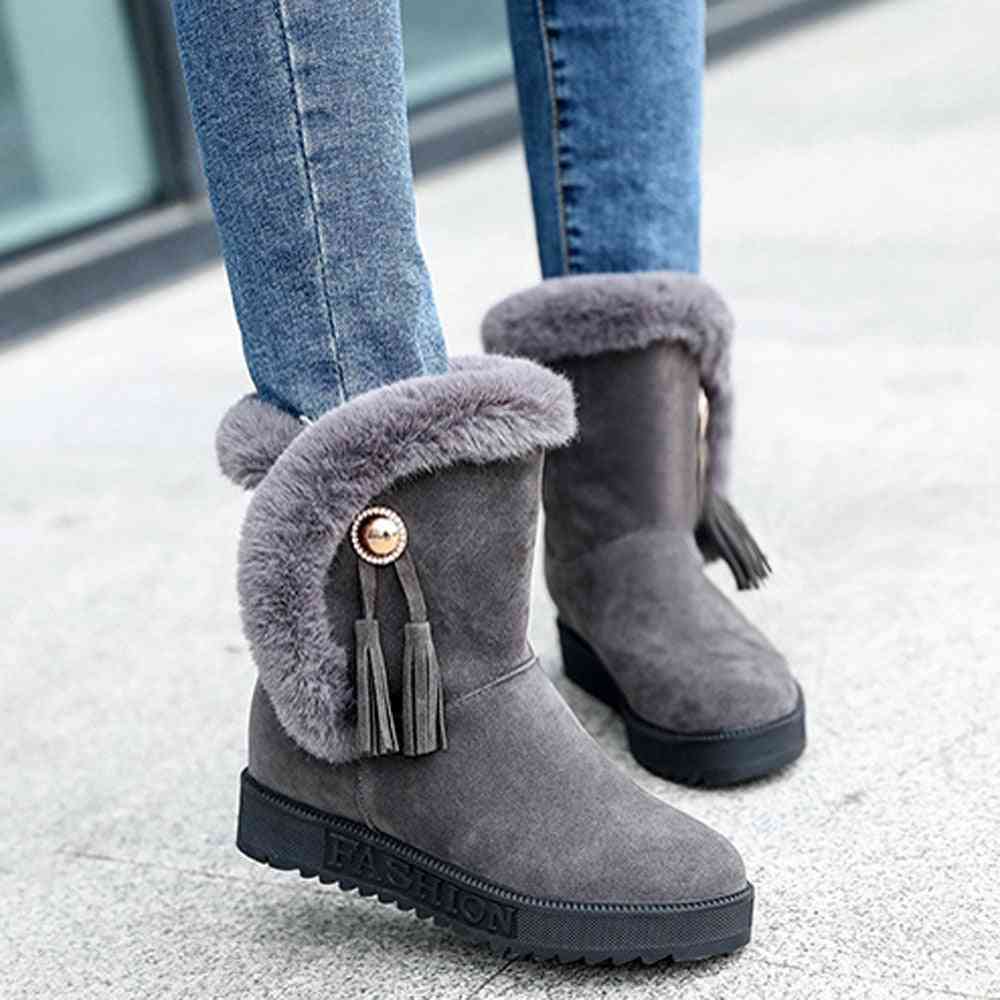 Winter Warm- Leisure Tassel, Velvet Ankle Furry, Slip-on Snow Boots