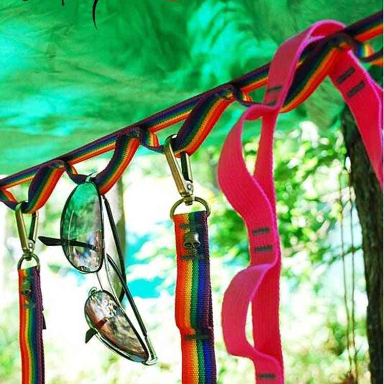 1ks- závěsné lano, duhový stanový pohár, závěsná lampa pro venkovní oblečení, tkaná vazba