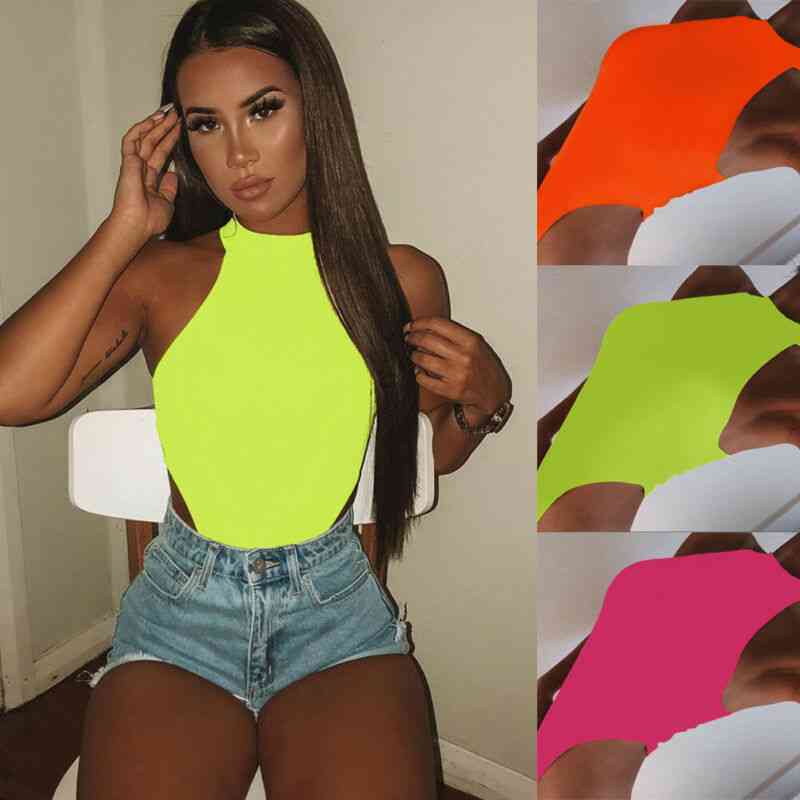 Women Ladies Sexy Sleeveless Solid Color Bodysuits