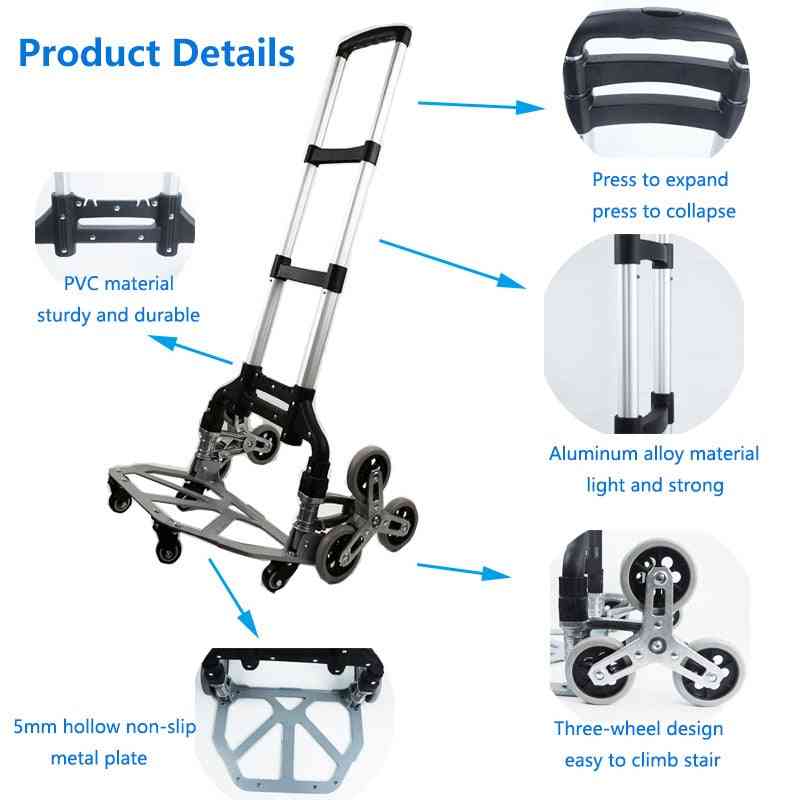 Super Loading- Stair Climber Cart Foldable With Adjustable Bungee Cord Bag