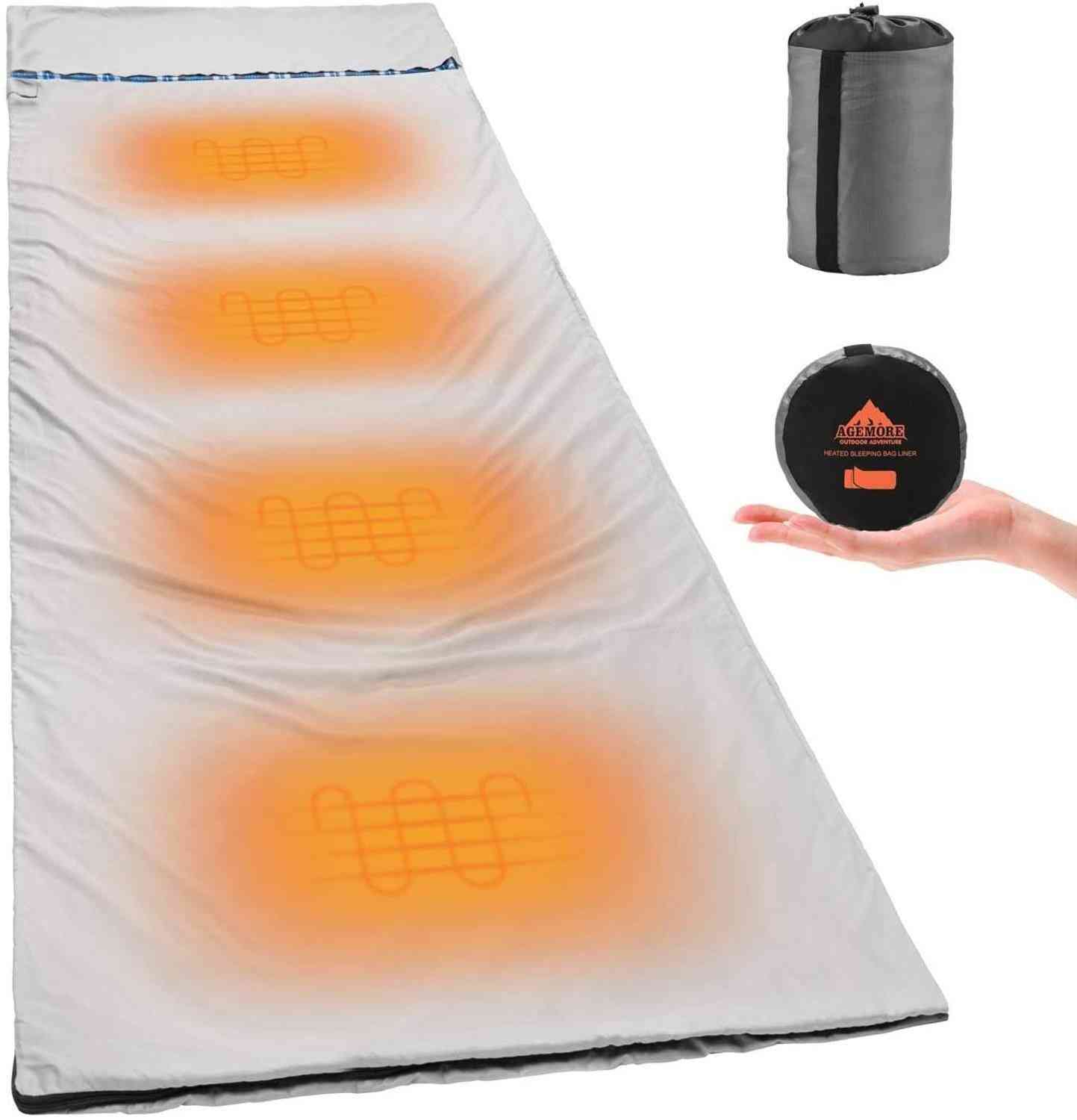 Winter Flannel, Heated Sleeping Bag, Liner Cotton, Heating Plates