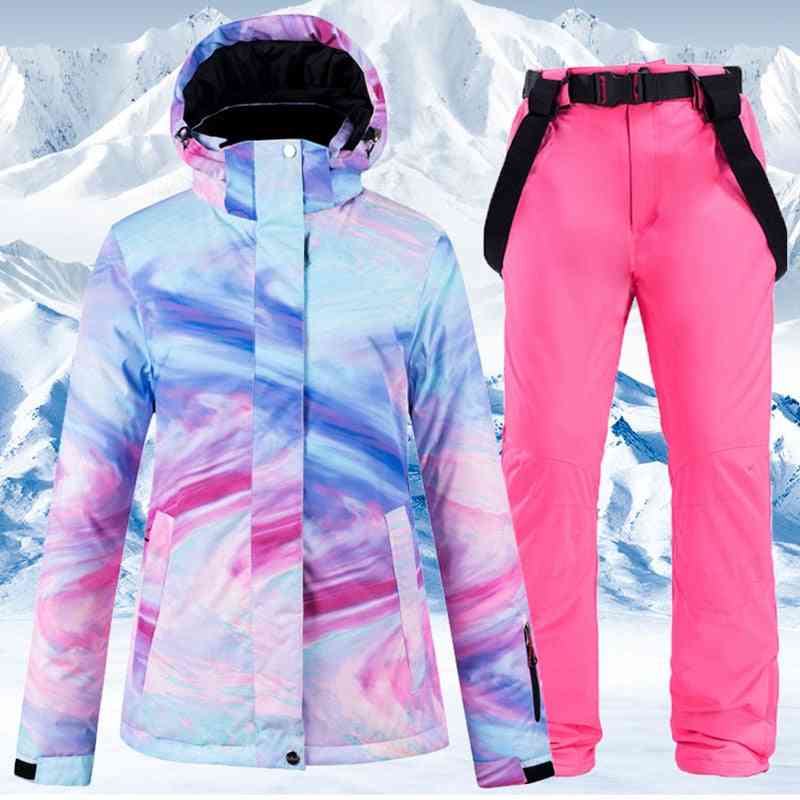 Set pantaloni giacca da sci e snowboard impermeabile antivento da donna