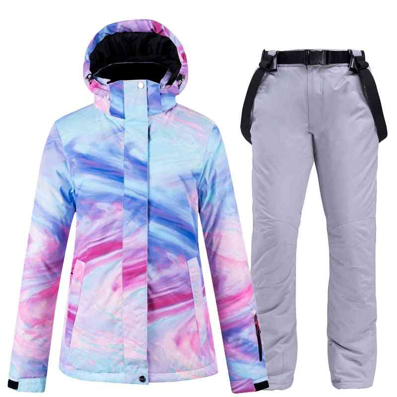 Set pantaloni giacca da sci e snowboard impermeabile antivento da donna