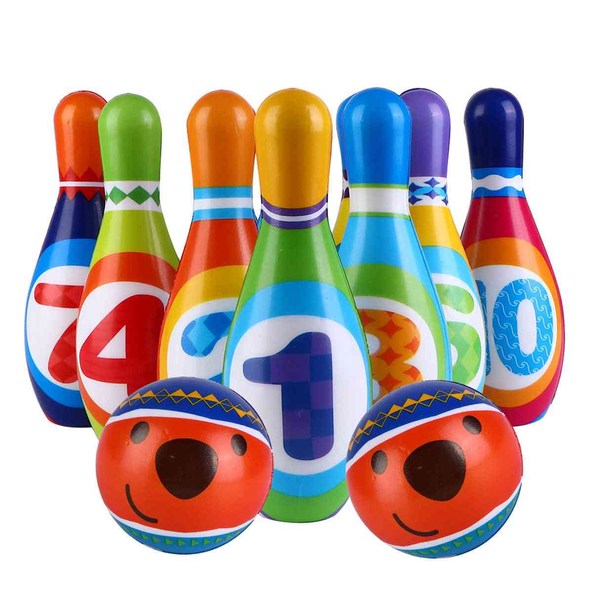 1 sæt stort pu solid bowlingkuglesæt bærbart sportslegetøj farverigt sportslegetøj