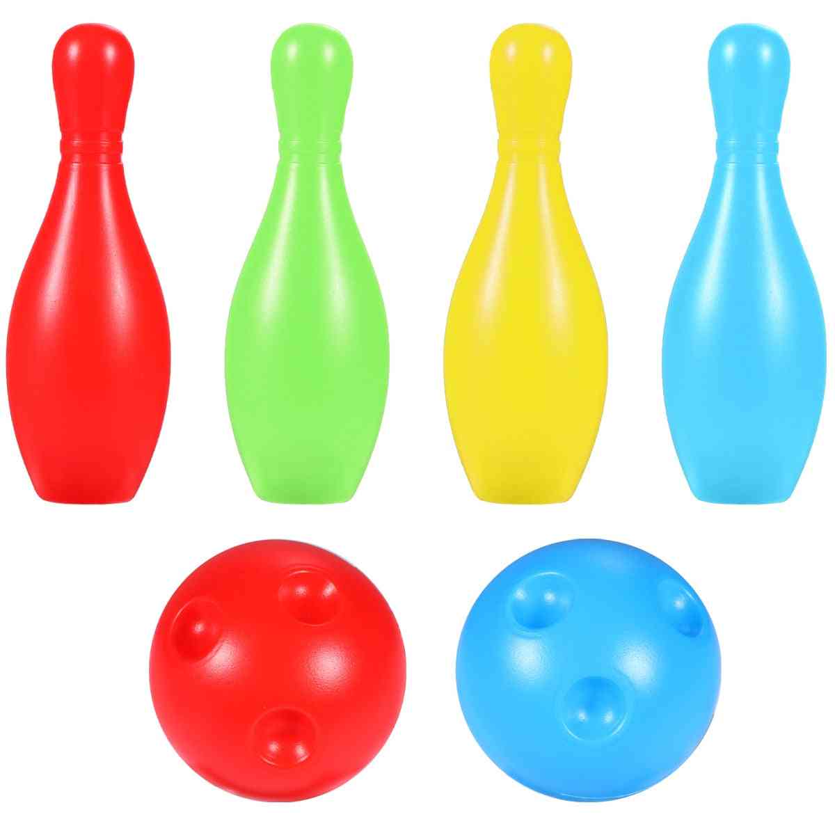 1 Set Bowling Pins And Balls Fun Colorful Skittle Game For/kids