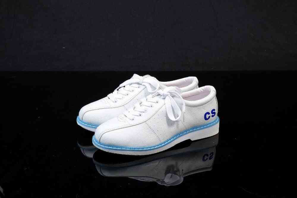 White Bowling Leather Sneaker, Unisex Shoes