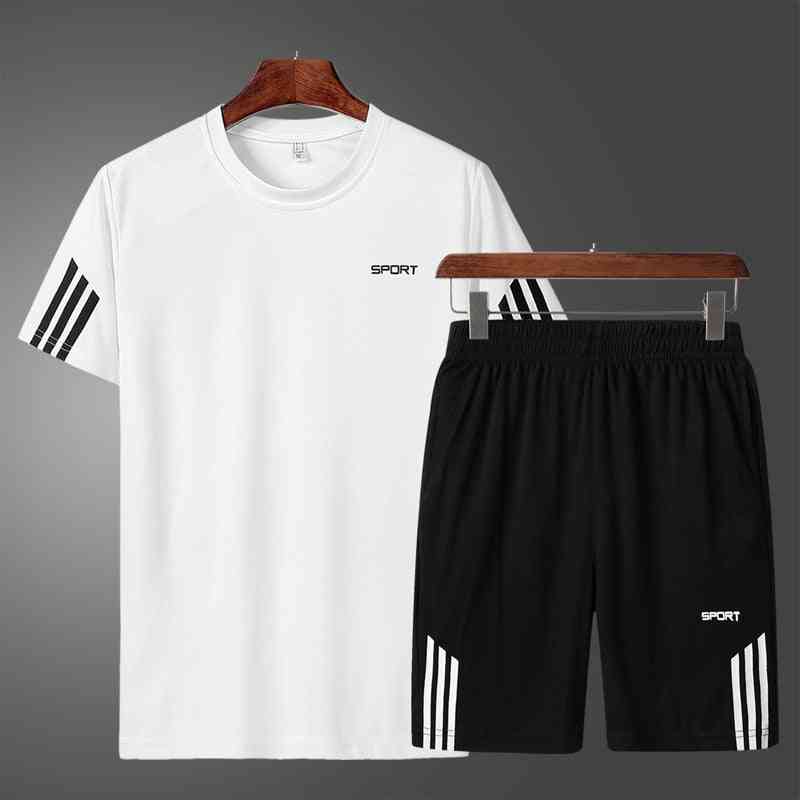 Men Short Sleeve Running Shirt+short Pants, Bodybuilding Top, Soccer Jersey