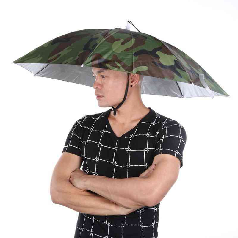 Portable- Foldable Sun-shade Waterproof, Camping Fishing, Headwear Cap Umbrella