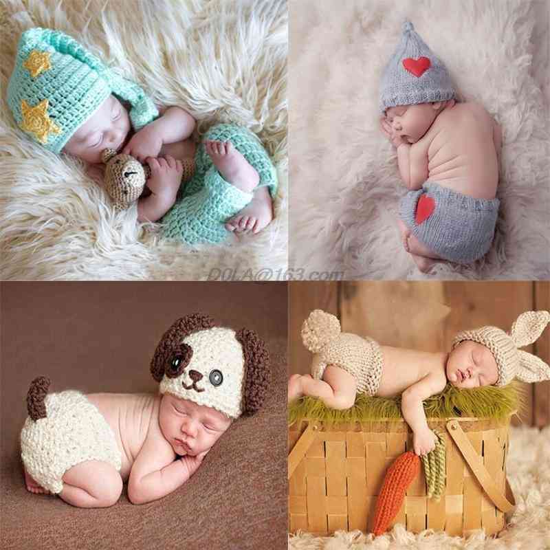 Baba horgolt fotózás kellékek újszülött fotó hűvös jelmezek kalap