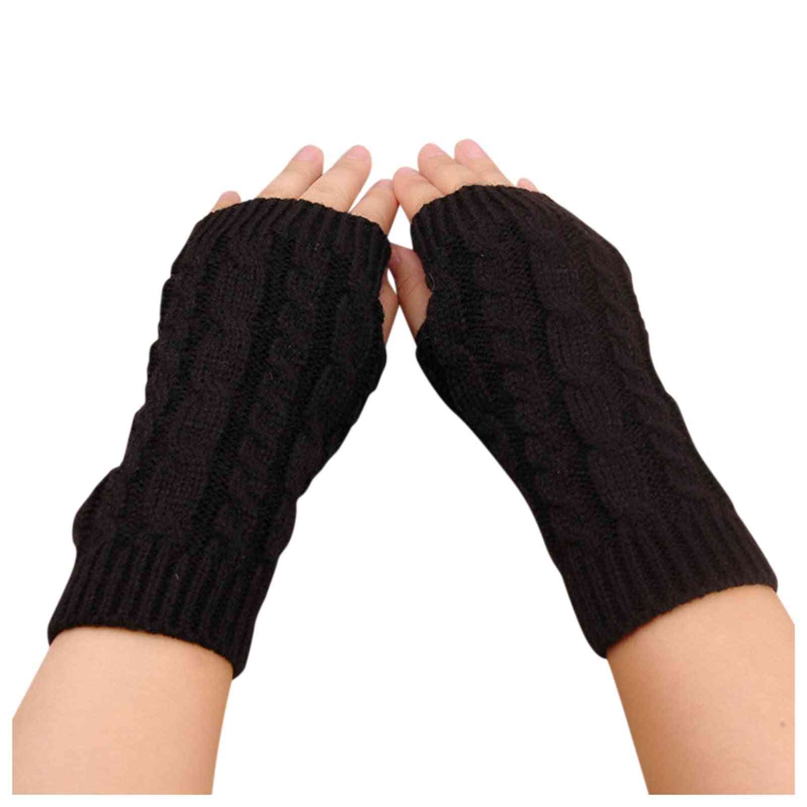 1pair Winter Knitted Stretch Keep Warm Riding Gloves