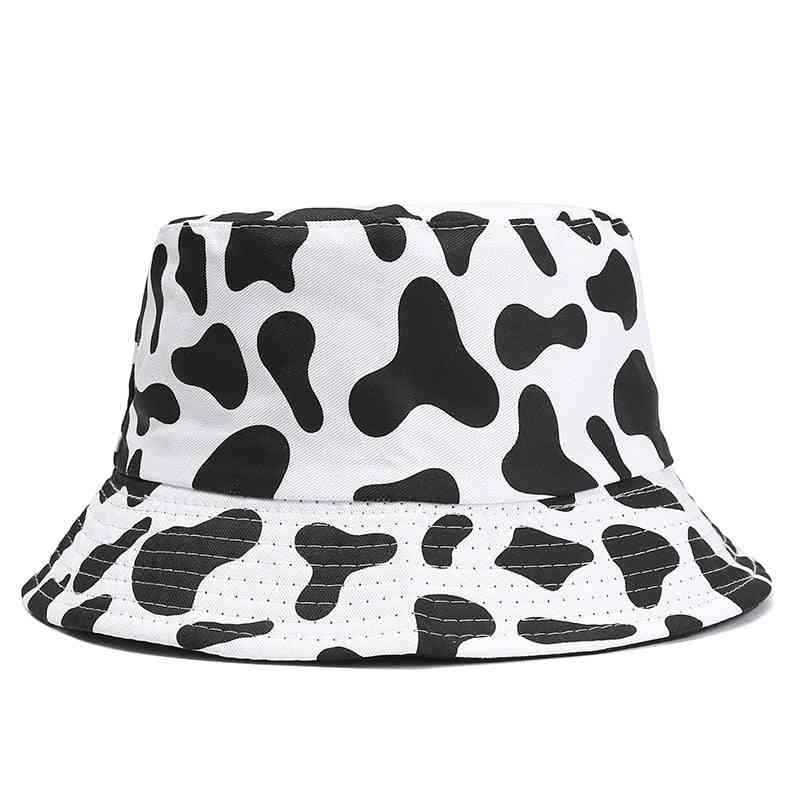 Sun Protect, Fisherman Reversible, Cow Printing, Double-sided Leisure, Basin Hats