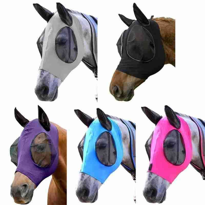 Maska za konje proti muham, mrežice, nastavljive maske za muhe, ki dihajo, udobne, proti muham