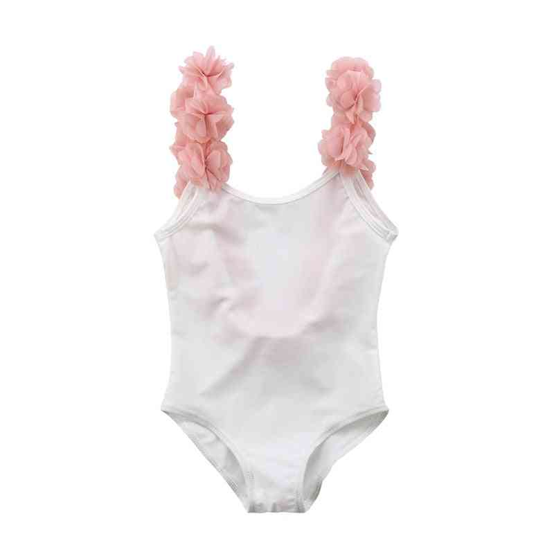 One Piece Swimwear Baby 3d Floral Straps Bathing Suit
