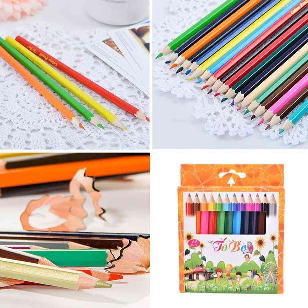 Couleurs bois naturel crayons colorés pour dessiner stylo à colorier art outil peinture papeterie