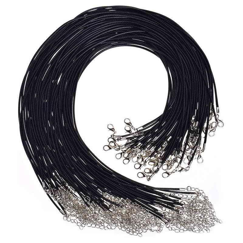 50pcs/lot Adjustable Braided 45cm Black Leather Rope For Diy Necklace Pendant