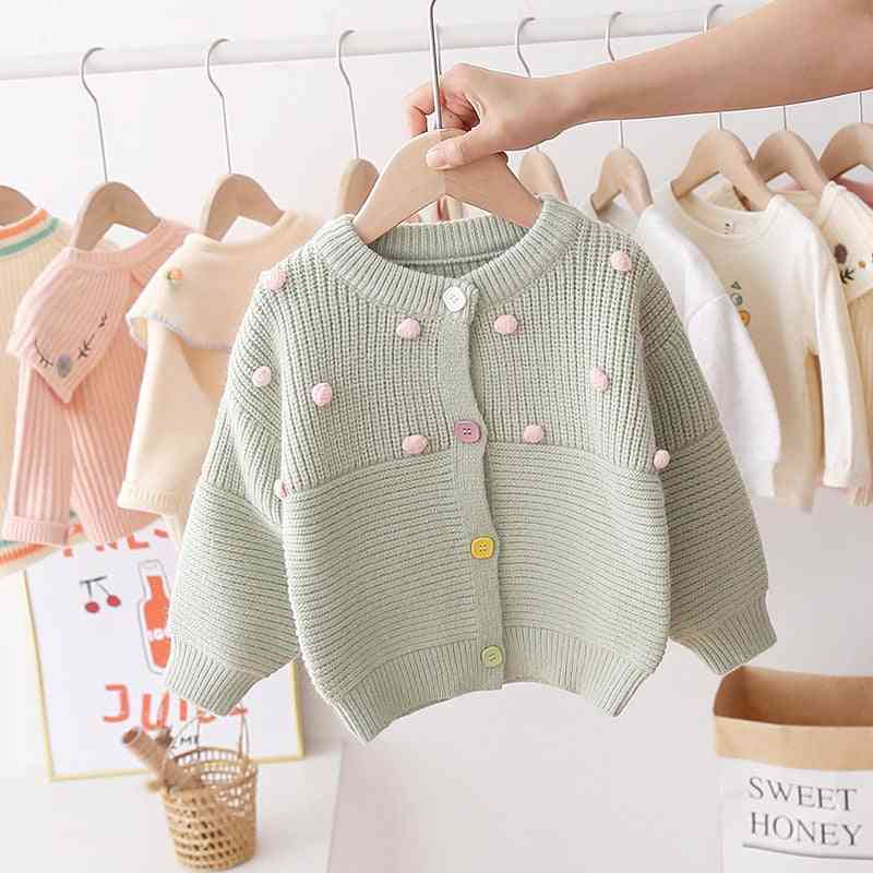 Fall-winter Sweater, Long Sleeve Casual Plush Balls Elastic Buttons Warm Cotton Blouse