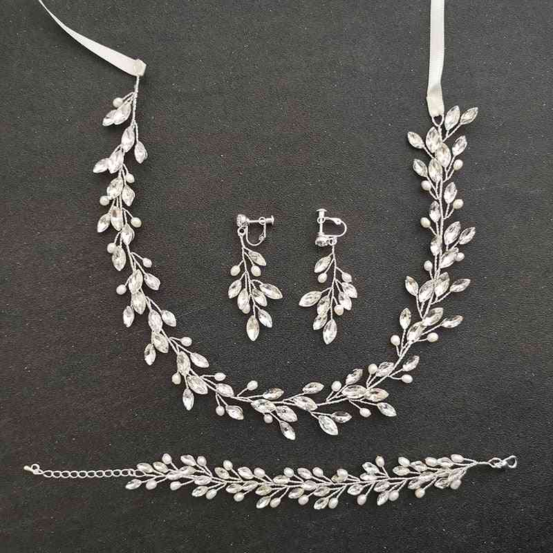Perle d'acqua dolce fatte a mano set di gioielli da sposa in cristallo austriaco