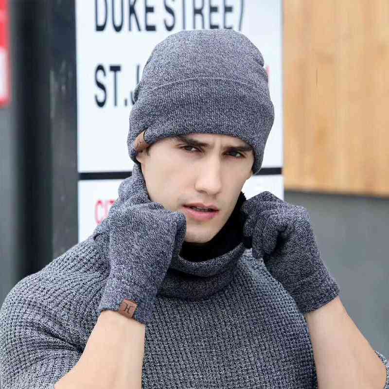 écharpes gants ensemble mode tricoté plus velours chapeau ensemble écharpe kit mâle