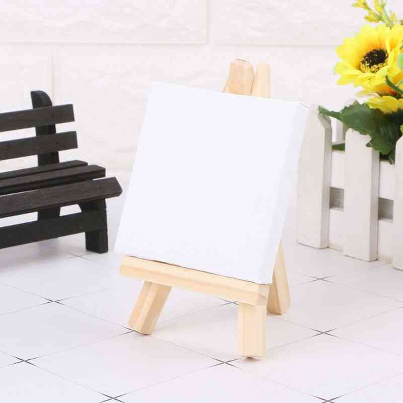 Mini Canvas And Natural Wood Easel Set For Art Painting, Drawing Craft