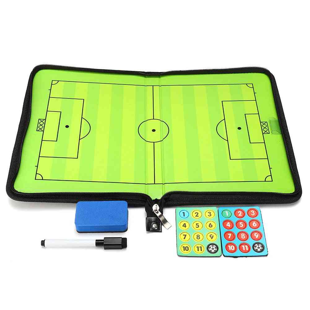 Přenosná kožená magnetická skládací fotbalová taktická tabule tréninková tréninková sada 24 magnetů pro taktické kreslení nebo poznámky