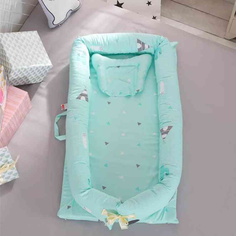 Baby Cot Portable Travel Crib, Mattress Cotton Nest, Infant Sleep Nursing Bumpers