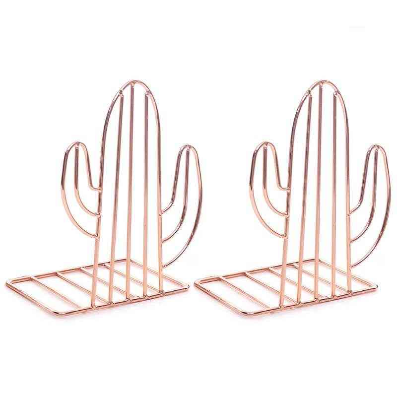 Creative Cactus Shaped Metal Bookends Book Support Stand