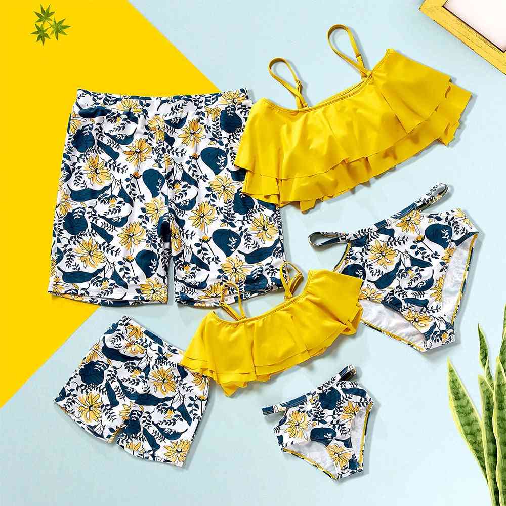 Flower Print- Outfits Swimwear, Trunks Swimsuits